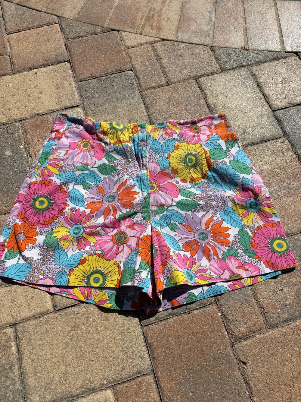 PIOMBO Retro 70s Floral High Waisted Shorts size Large / IT EURO XL